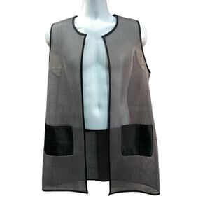 IC BY CONNIE K 100% POLYESTER MESH SEMI SHEER OPEN POCKETS JACKET VEST SIZE M